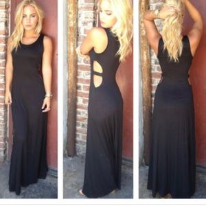 Black Open Side Modal Maxi Dress - Small